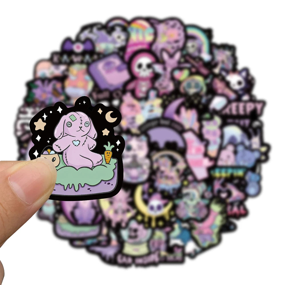 10/30/56PCS Cute Cartoon Halloween Gothic Horror Stickers Decals Skull Decals Decoration For Suitcase Notebook Laptop Fridge Car