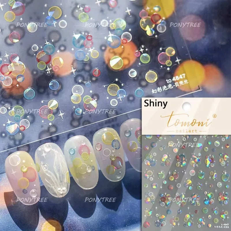 5D Shiny Glass Nail Art Stickers - Self Adhesive Decals