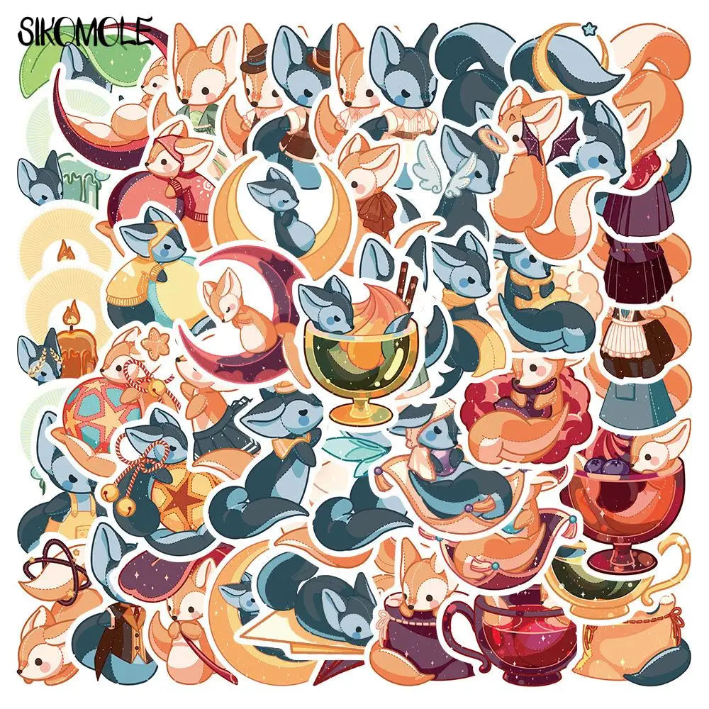 Cartoon Fox Stickers Pack for Laptop, Luggage, Skateboard, Suitcase, DIY Decor