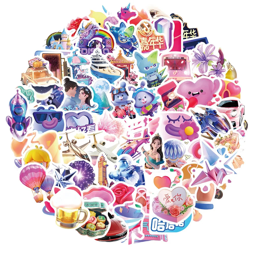 TikTok Gift Special Effect Stickers for Kids DIY Notebook Phone Bike Laptop Car PVC