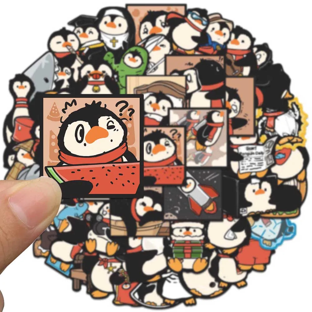 50pcs Funny Cute Cartoon Animals Penguin Stickers Waterproof Graffiti For Luggage Laptop Guitar Phone Fridge Skateboard Decals
