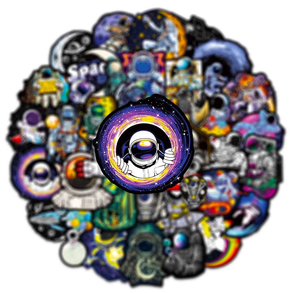 10/30/50PCS Outer Space Astronaut Graffiti Stickers Cartoon Decal DIY Skateboard Phone Motorcycle PVC Waterproof Kid Sticker Toy