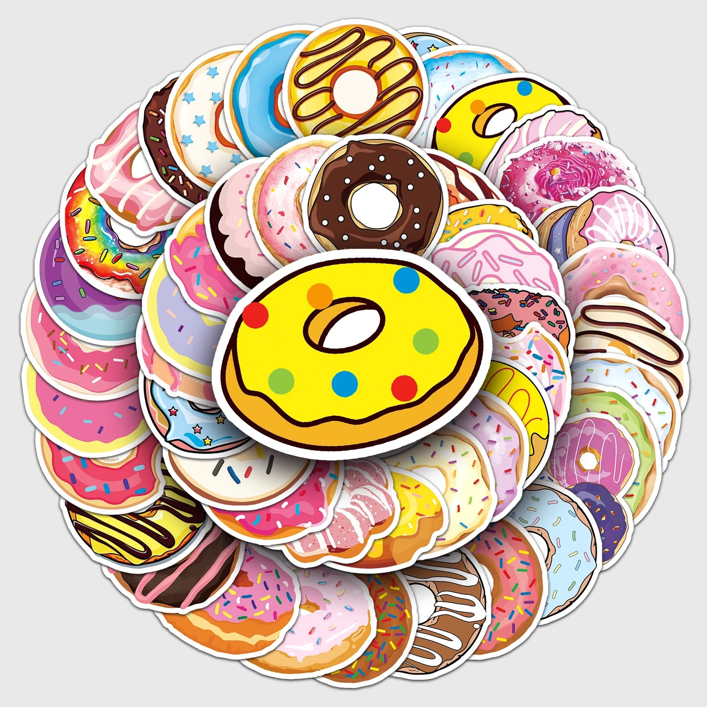 50Pcs Cartoon Doughnut Waterproof Vinyl Stickers for Skateboard Snowboard