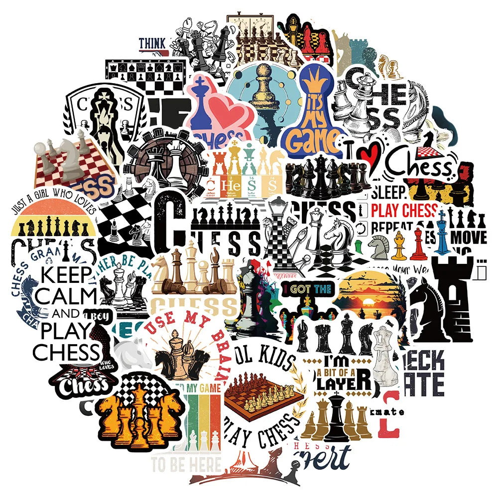 Chess Game Sticker Set: Waterproof Decals for Laptop, Motorcycle, Luggage, Snowboard, Fridge, Phone, Car
