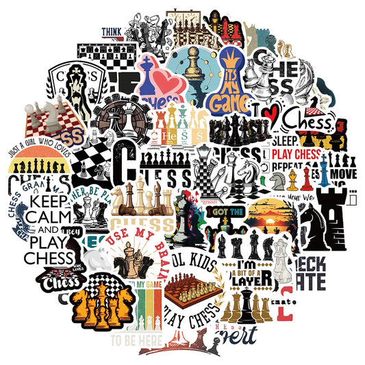 Chess Game Sticker Set: Waterproof Decals for Laptop, Motorcycle, Luggage, Snowboard, Fridge, Phone, Car