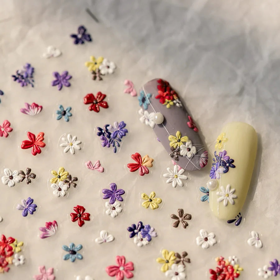 Wildflower Nail Art Stickers: Daisy, Peach, Lavender Decals