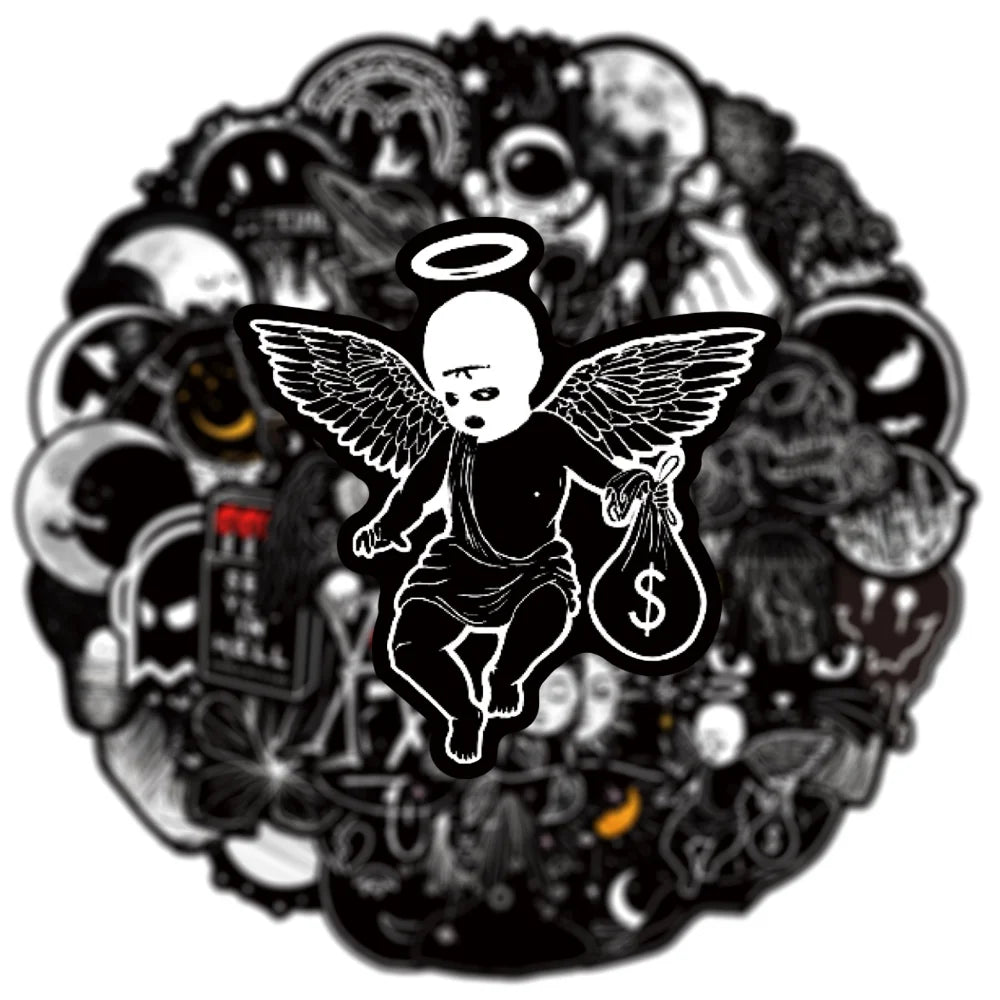 10/50Pcs Black White Gothic Terror Horror Skull Stickers for Laptop Computer Luggage Phone Notebook Vinyl Decal Waterproof