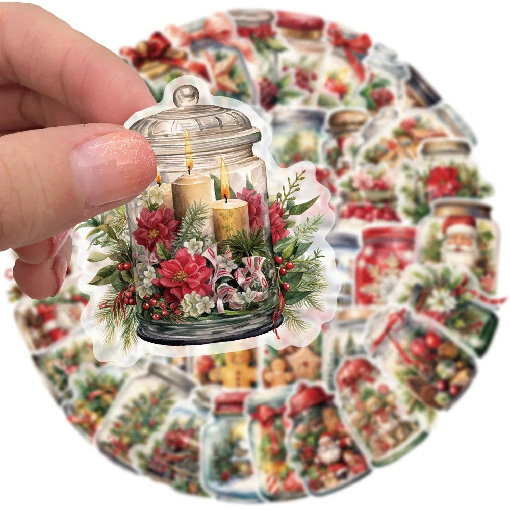 10/30/50PCS Cute Christmas Wishing Bottle Stickers Cartoon Santa Claus Decals Party Decoration Laptop Phone Luggage Fridge Gifts