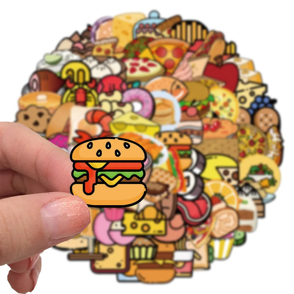 Cute Cartoon Food Stickers for Kids - DIY Laptop Luggage Skateboard Decals (10/30/50/100PCS)