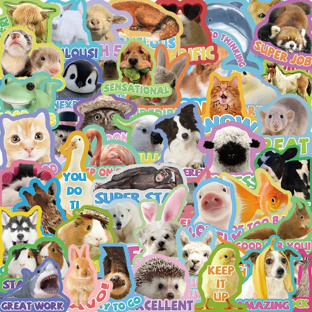 50pcs Cartoon Animal Stickers Waterproof Kids Toy