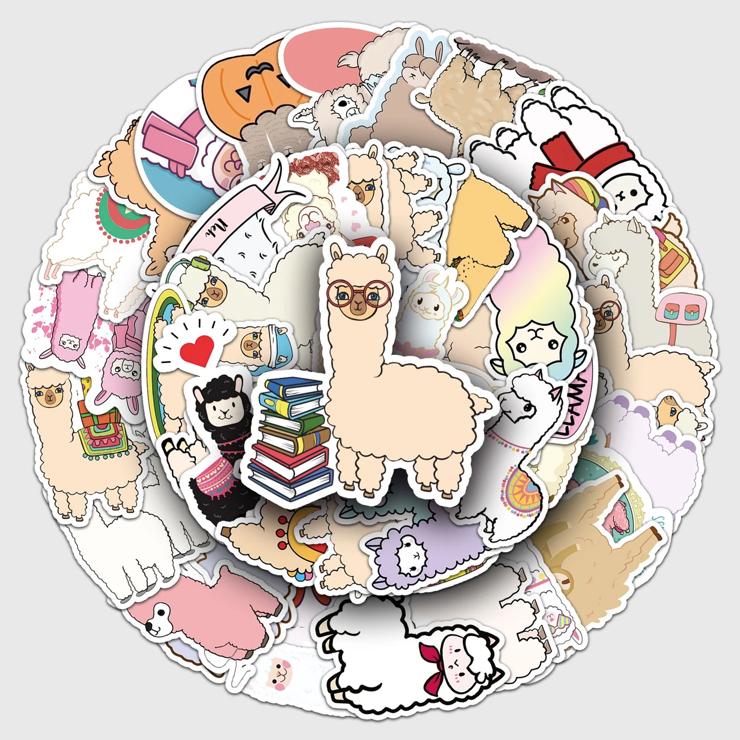 50Pcs Alpaca Cartoon Waterproof Vinyl Stickers for Skateboard Snowboard