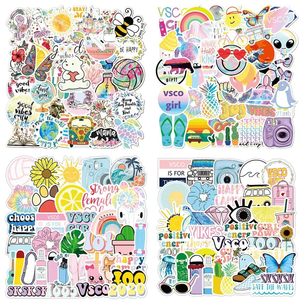 50pcs Cute Cartoon Stickers for Notebook, Luggage, Laptop, Phone