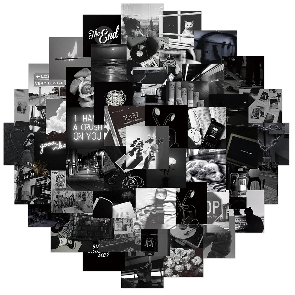 Cool Black Graffiti Stickers 10/30/50pcs Aesthetic Decals for Skateboard Guitar Notebook Bike DIY Kids