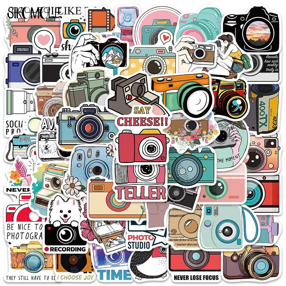 Cartoon Camera Stickers Pack - DIY Travel Luggage Guitar Laptop Decals