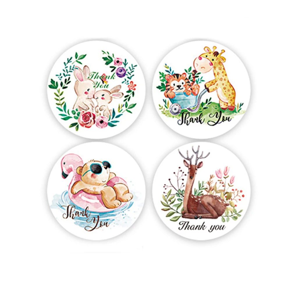 100-500pcs Round Cartoon Animal stickers for kids Teacher Reward Encourage Sticker Office Stationery for children 1inch
