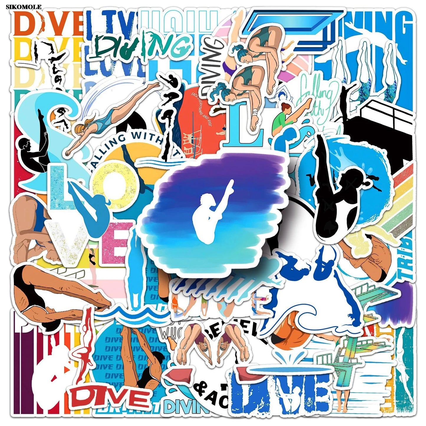 Cartoon Diving Stickers Set for Laptop Luggage Notebook Kids Toys