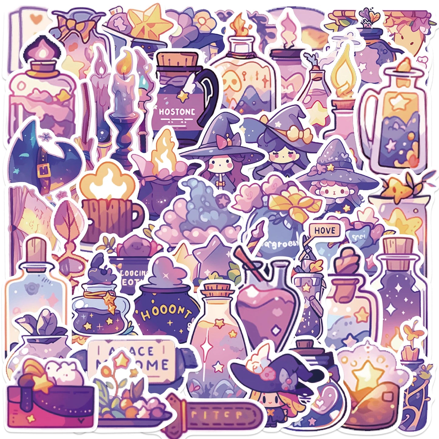 50pcs Fantasy Gothic Magic Potion Series Graffiti Stickers Suitable for Helmet Desktop Wall Decoration DIY Sticker Pack
