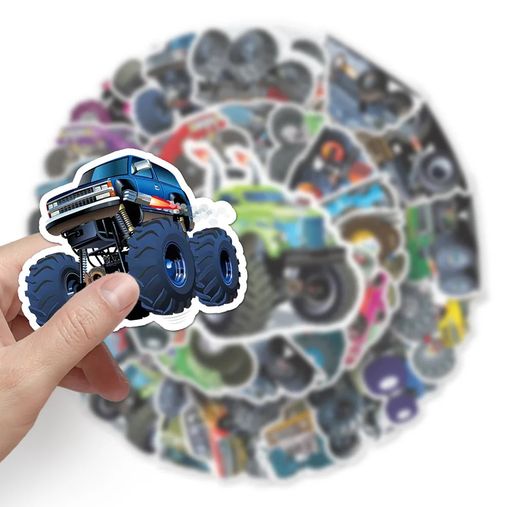10/50PCS Monster Truck Sticker For Car Guitar Motorcycle Luggage Suitcase DIY Classic Toy Decal Graffiti Sticker For Kid