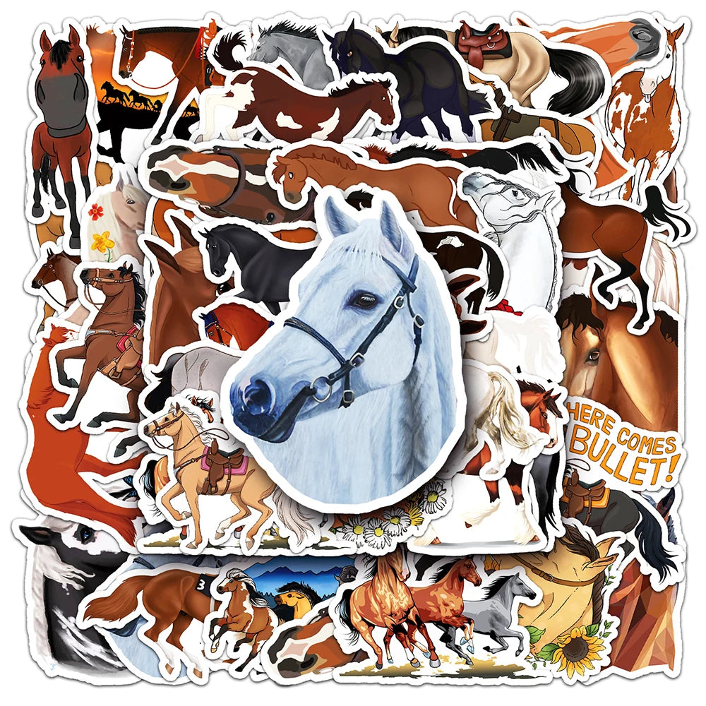 Cartoon Horse Stickers 10/30/50PCS for Kids DIY Luggage Laptop Motorcycle Car Wholesale