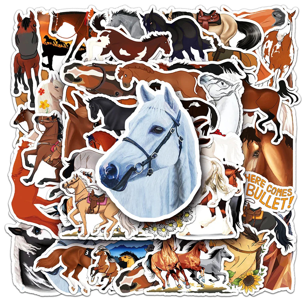 Cartoon Horse Stickers 10/30/50PCS for Kids DIY Luggage Laptop Motorcycle Car Wholesale