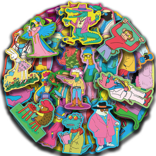 50pcs Animal Stickers for Luggage, Skateboard, Laptop