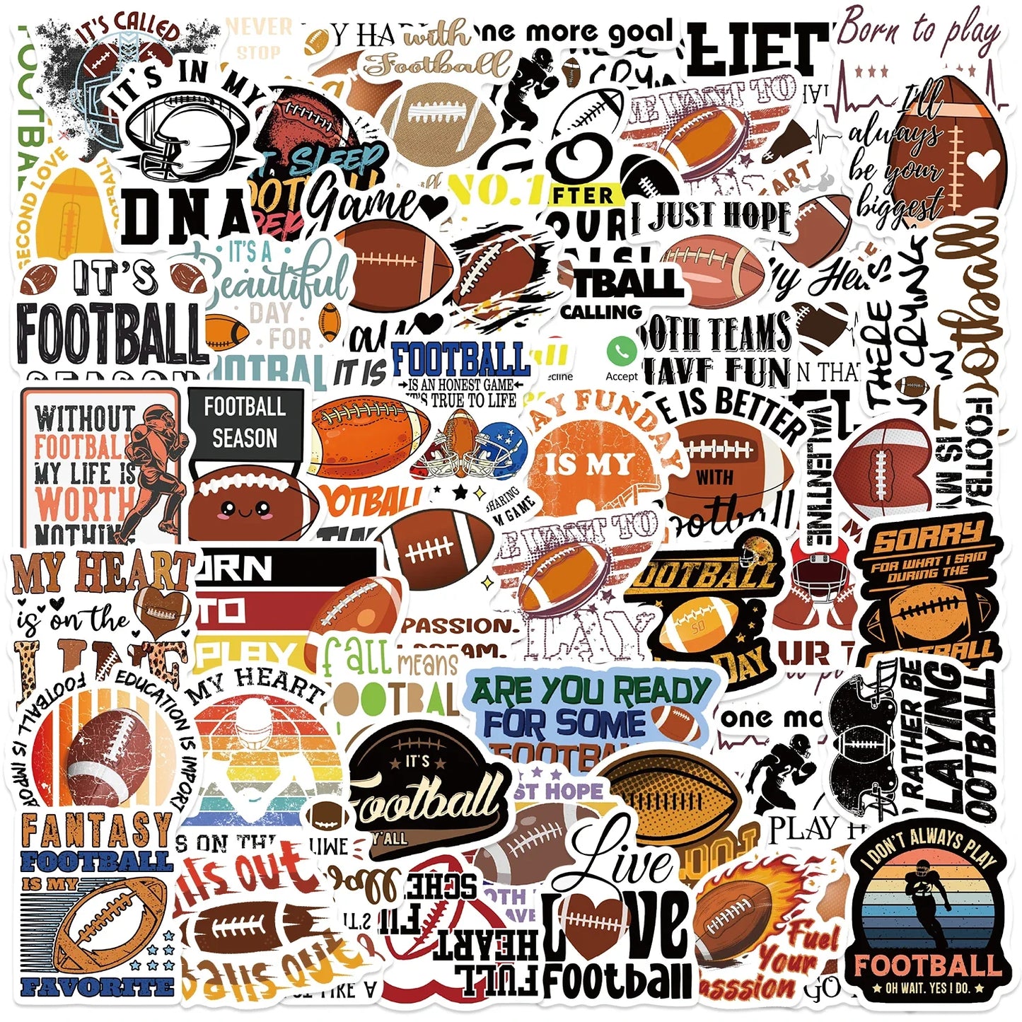 50 Football Stickers for Phone, Luggage, Skateboard, DIY
