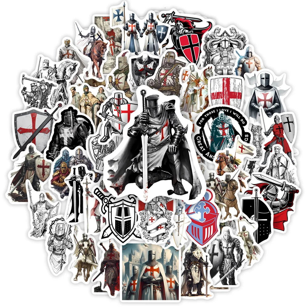 Crusader Templar Knight Stickers Art DIY Gift Kids Toy Decal for Laptop Phone Scrapbook Luggage Decorative Bottles Waterproof