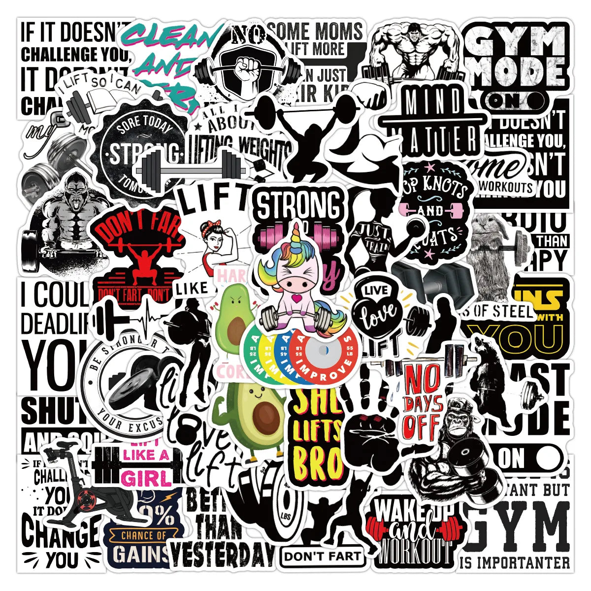 Sports Fitness Cartoon Graffiti Stickers - 10/30/50pcs Laptop Phone DIY Decals