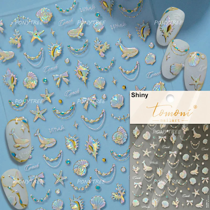Ocean Fish Nail Art Stickers: Jellyfish, Starfish, Shells