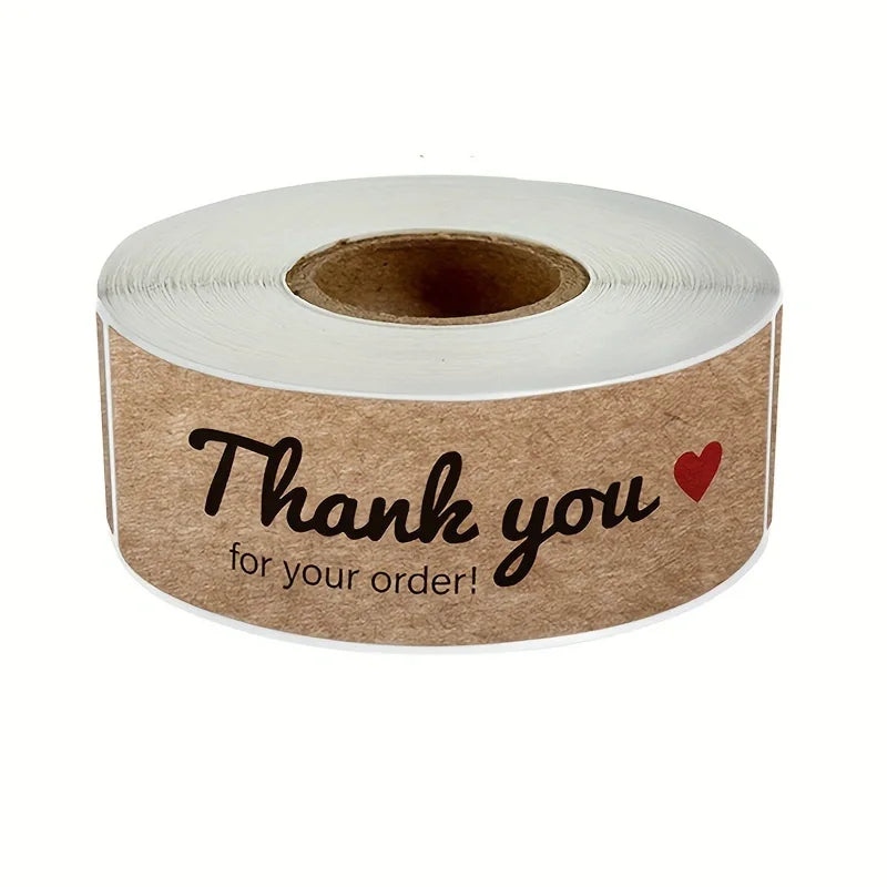 Thank You Stickers Kraft Paper Sealing Rectangular for Shop Bakery Gifts