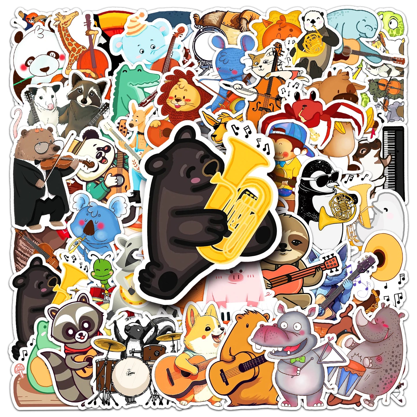 50Pcs Animal Concert Cartoon Waterproof Vinyl Stickers for Skateboard Snowboard Decal