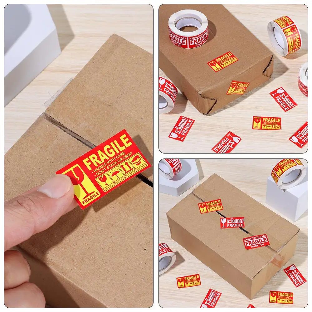 250Pcs/roll Fragile Warning Label Stickers Please Handle With Care Keep Goods Care Shipping Express Adhesive Special Label