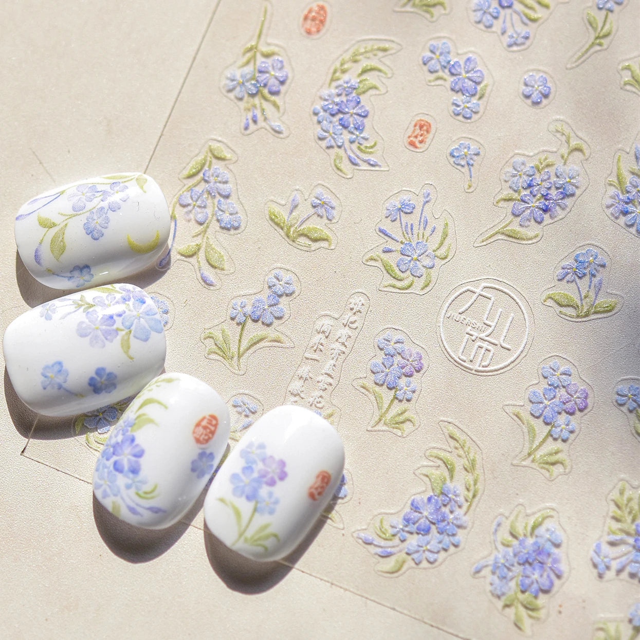 Purple Blue Orchid Nail Art Stickers 3D Manicure Decals