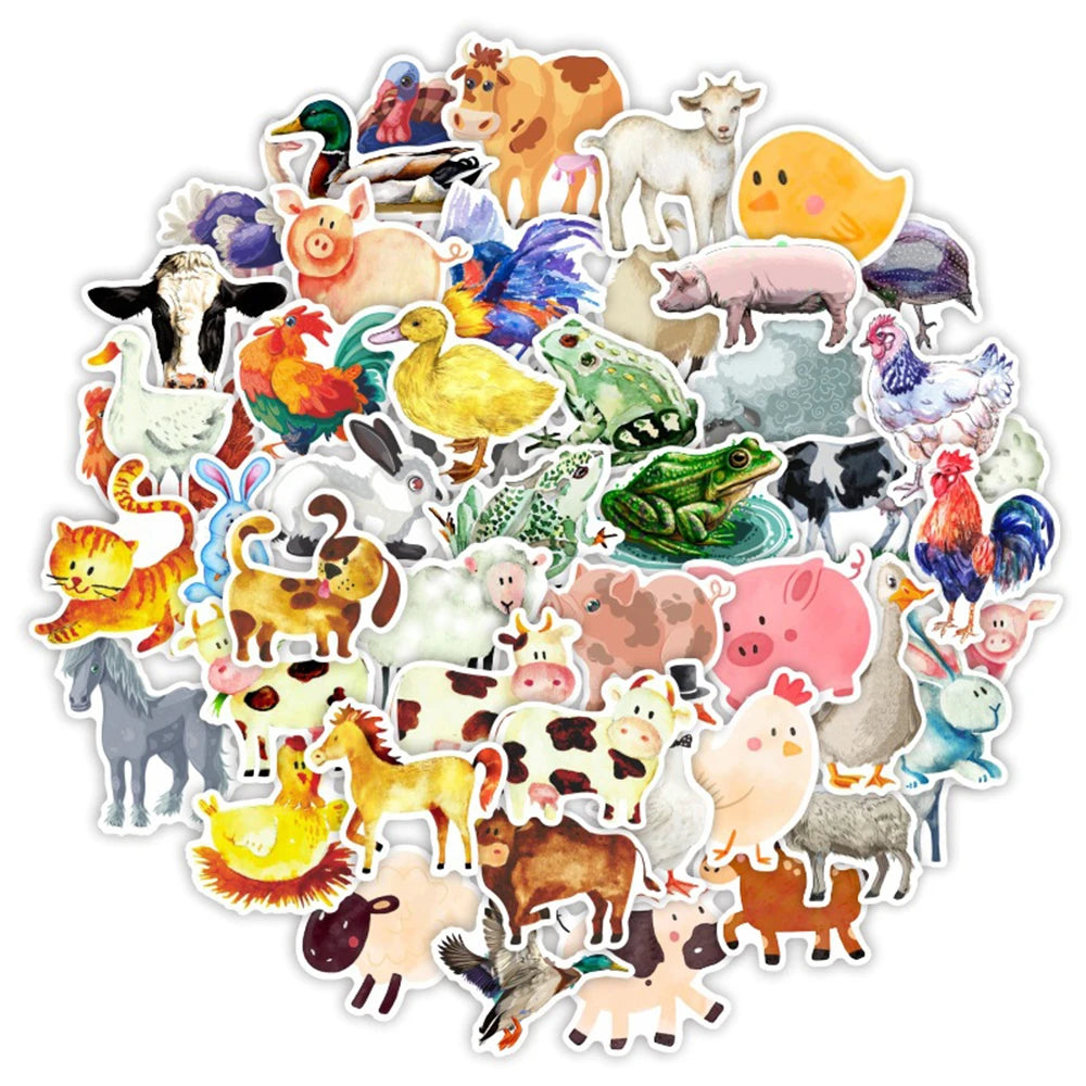 10/30/50PCS Kawaii Animal Toy Stickers DIY Cute Cartoon Decals Scrapbook Phone Luggage Guitar Laptop Car Waterproof Kids Sticker
