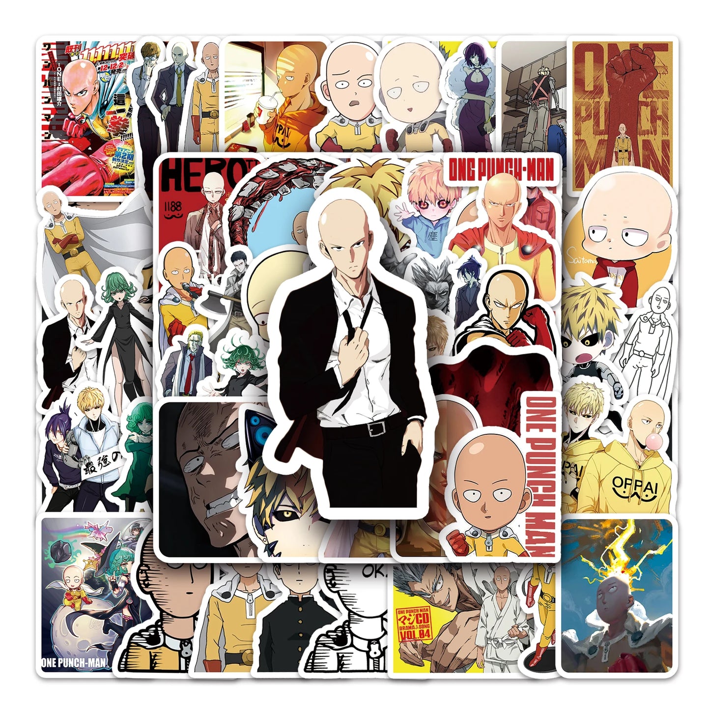 MINISO One Punch Cartoon Waterproof Vinyl Stickers (57 Pcs)