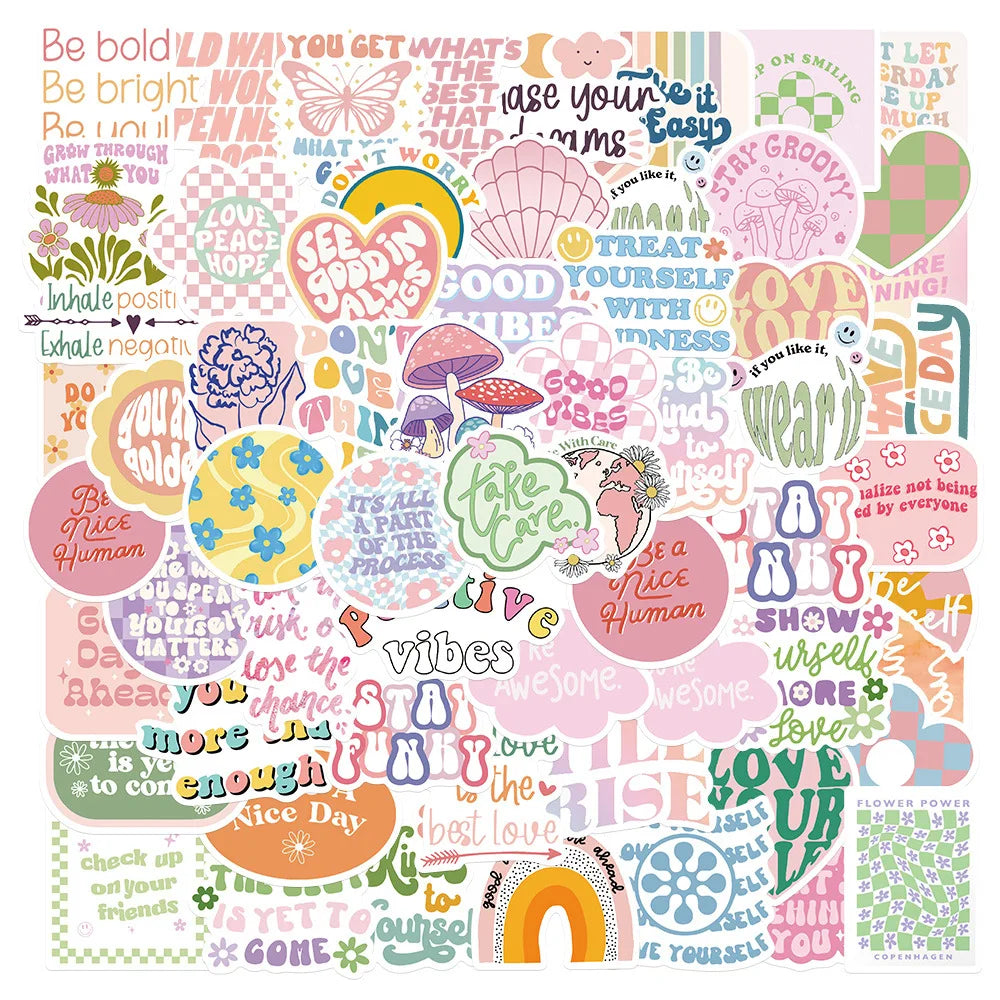 Pink Inspirational Stickers for DIY Phone Laptop Scrapbooking (10/50/100pcs)