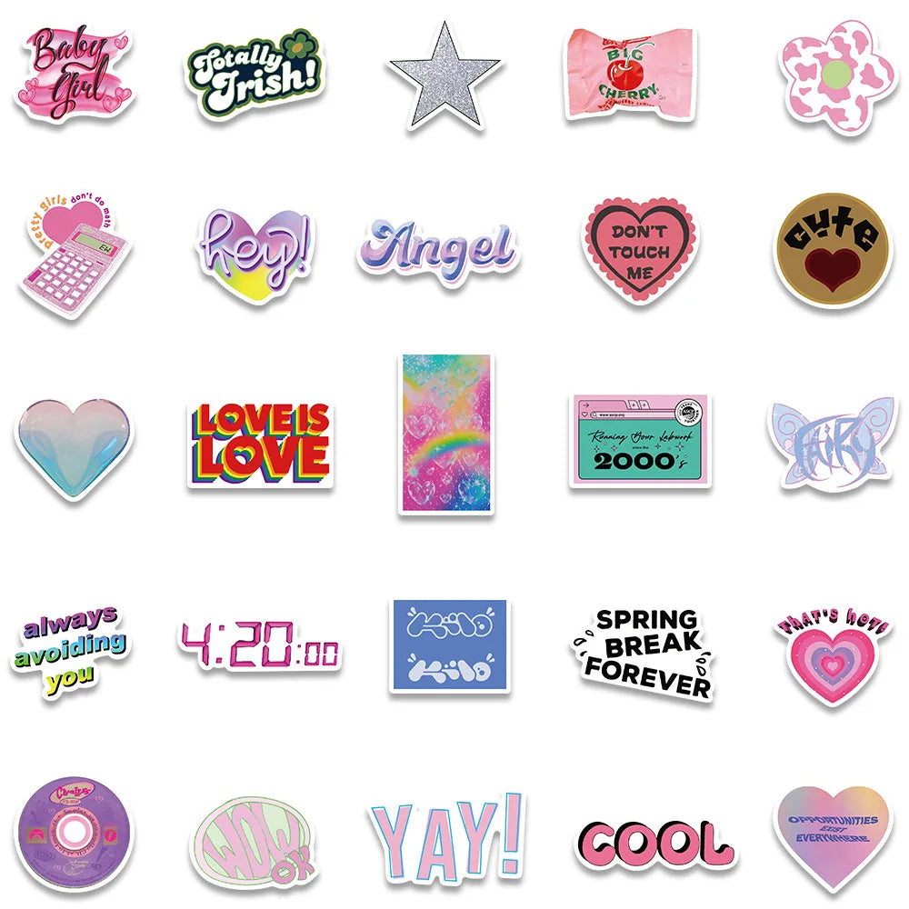 10/30/50PCS Ins Bratz Pink Girls Stickers Aesthetic DIY Phone Laptop Skateboard Notebook Suitcase Car Cute Cartoon Decal Sticker