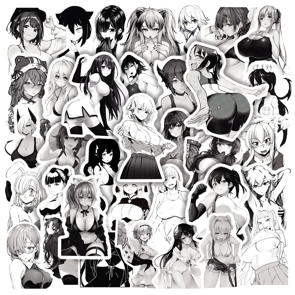 Anime Hentai Waifu Stickers Pack - Waterproof for Skateboard, Laptop, Phone, Car, Guitar