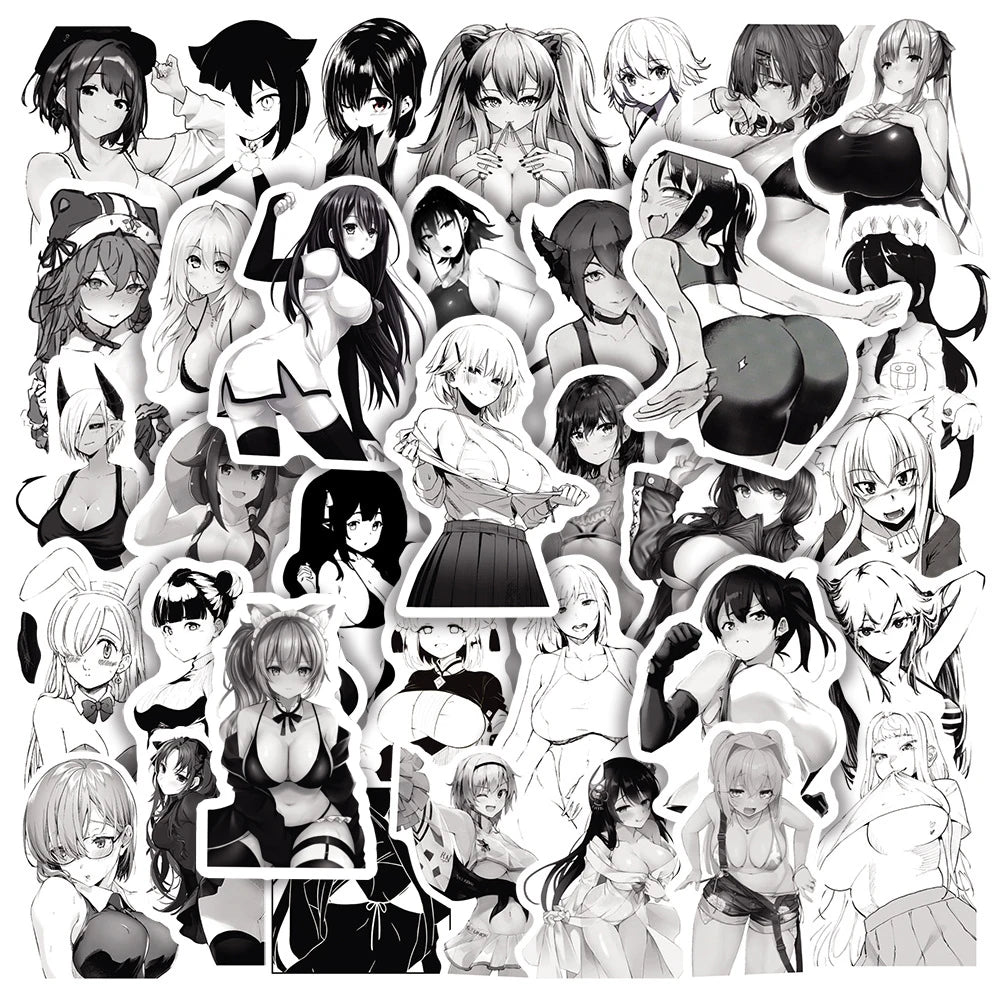 Anime Hentai Waifu Stickers Pack - Waterproof for Skateboard, Laptop, Phone, Car, Guitar