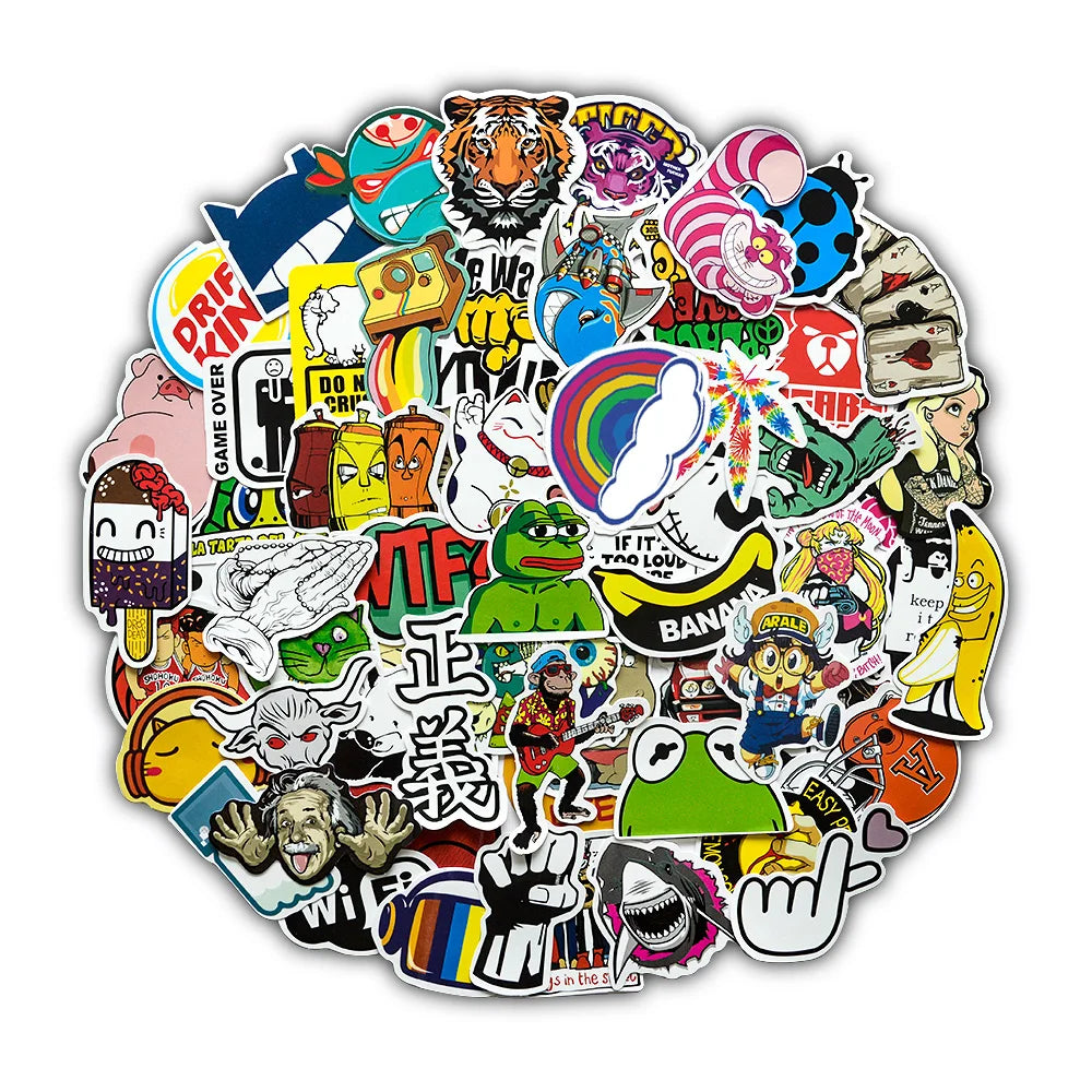 50pcs JDM Vinyl Stickers for Laptop, Car, Bike, Kids