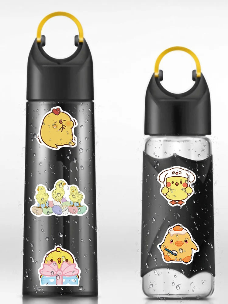 50/100pcs Cute Cartoon Little Yellow Chicken Stickers For Laptop Phone Water Bottle Waterproof Graffiti Bicycle Car Decals
