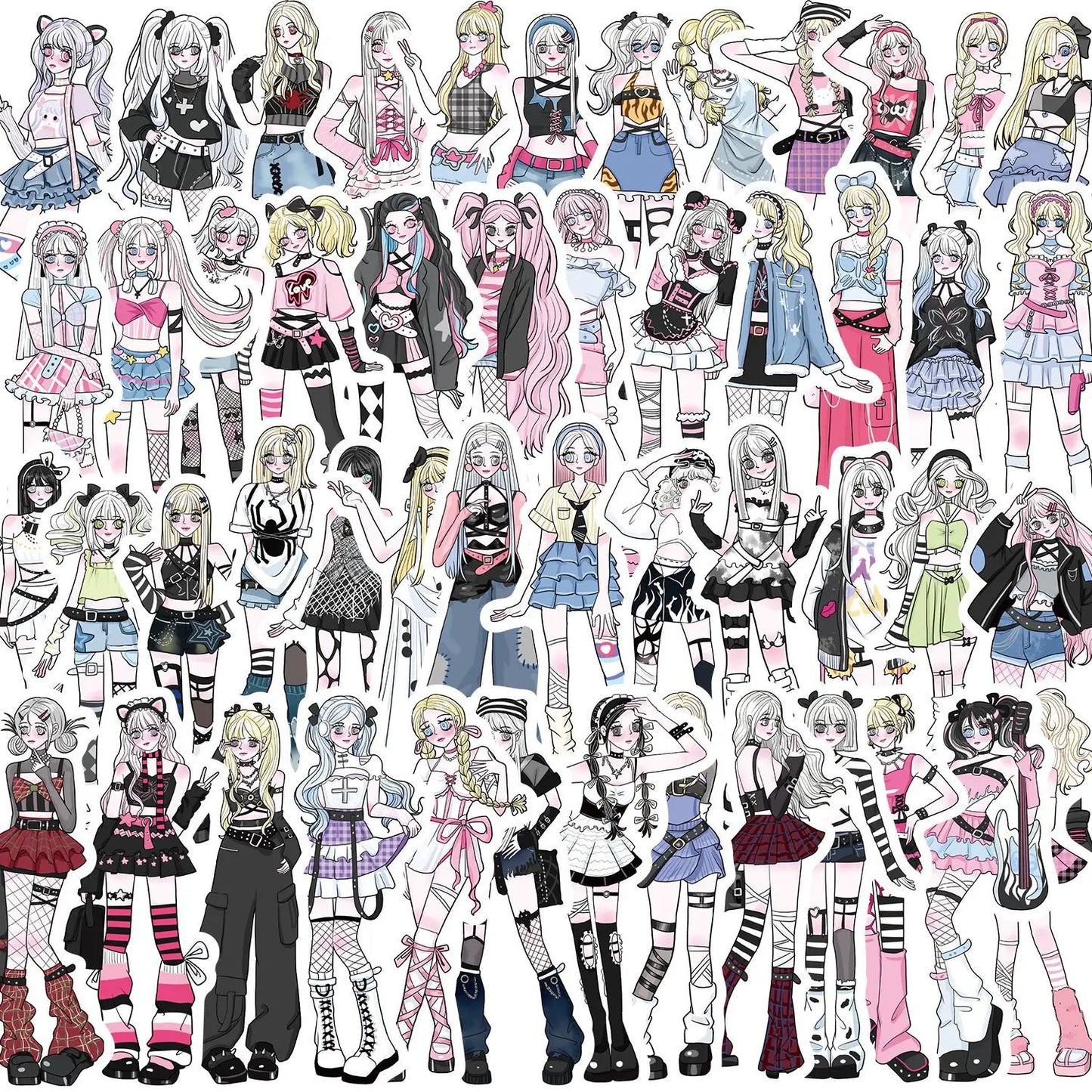 Spicy Girl Cartoon Stickers: Laptop, Phone, Skateboard Decals