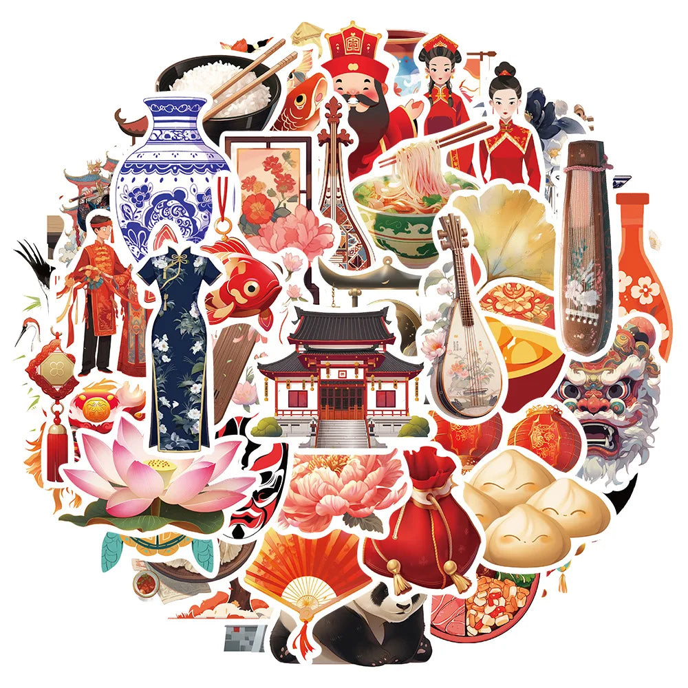 Cartoon Antique Style Stickers Decal for Laptop Motorcycle Luggage Snowboard Fridge (10/30/50pcs)