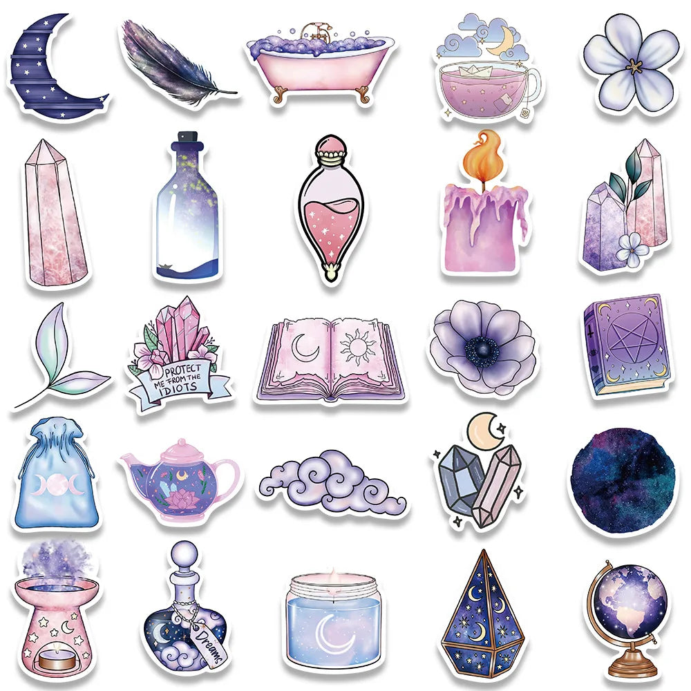 10/30/50/100PCS Graffiti Art Magic Moon Witch Crystal Stickers Aesthetic Decals Decoration DIY Scrapbook Phone Suitcase Car Toys