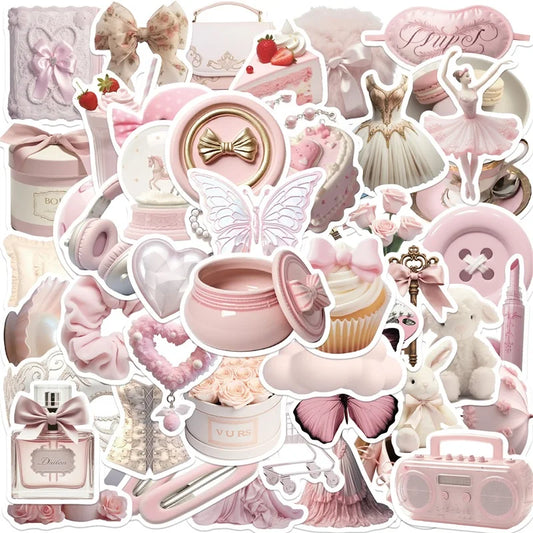 Kawaii Pink Ballet Stickers - Korean Stationery 10/30/50PCS