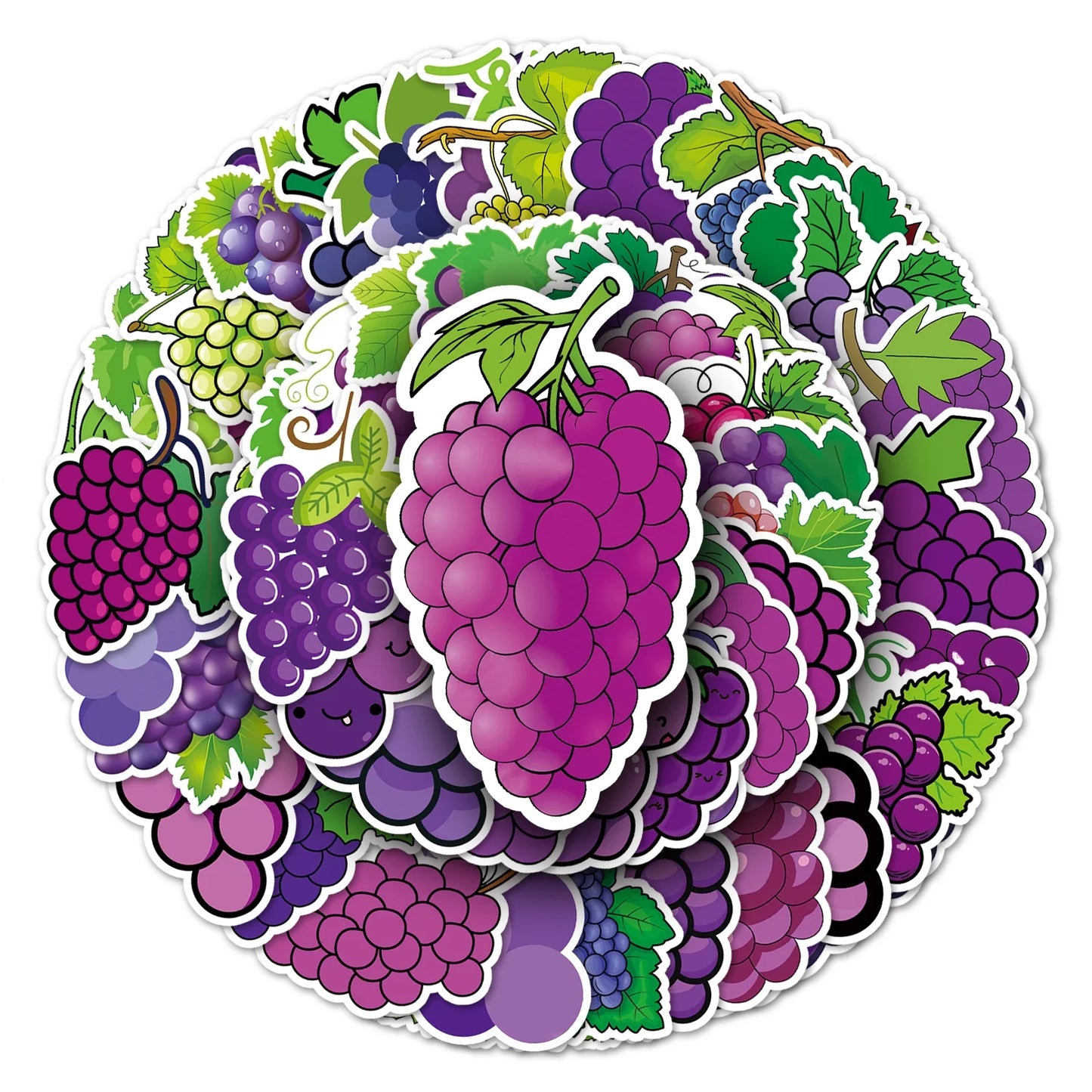 50Pcs Grape Cartoon Waterproof Vinyl Stickers for Skateboard Snowboard