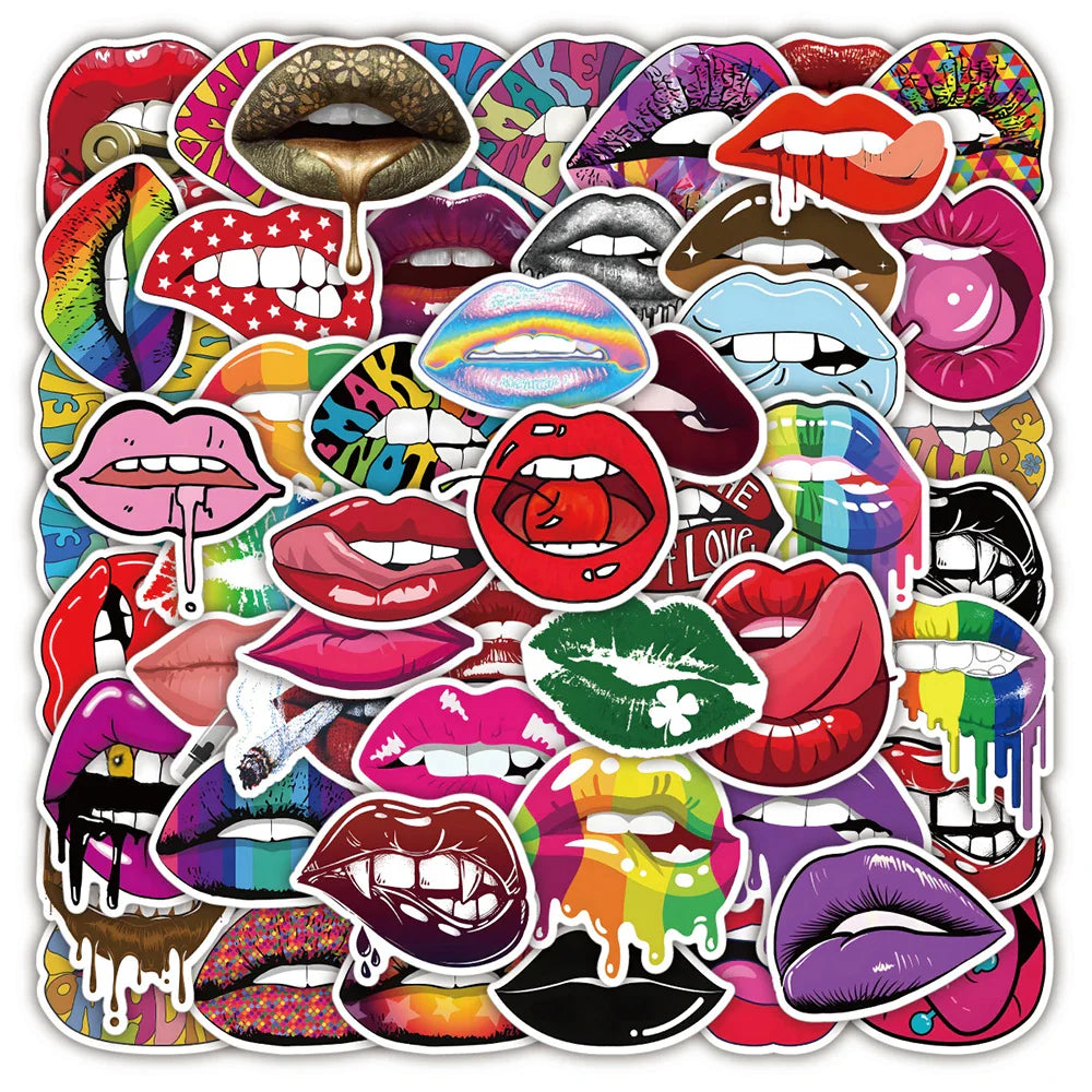 Sexy Lips Graffiti Stickers 10/30/50pcs Waterproof Decals for Laptop, Skateboard, Phone, Suitcase, Motorcycle