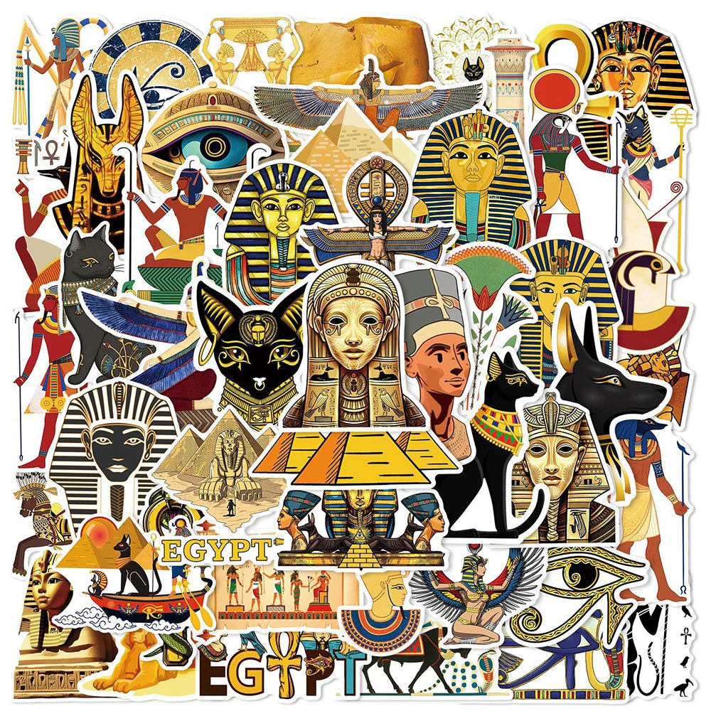 Ancient Egypt Pharaoh Pyramid Stickers Pack - Laptop, Motorcycle, Skateboard, Phone