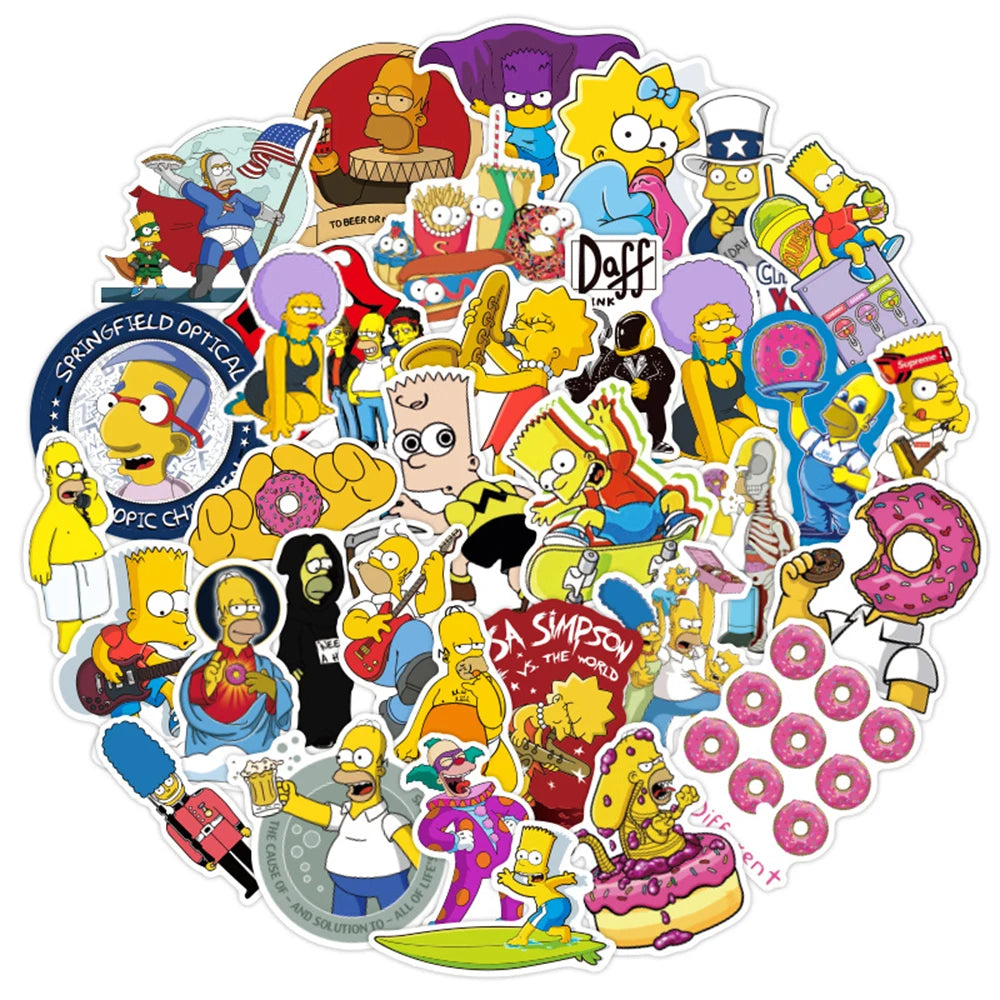 10/30/50pcs Funny Anime Cartoon Simpsons Graffiti Stickers Skateboard Guitar Suitcase Bike Laptop Waterproof Sticker Kids Toy
