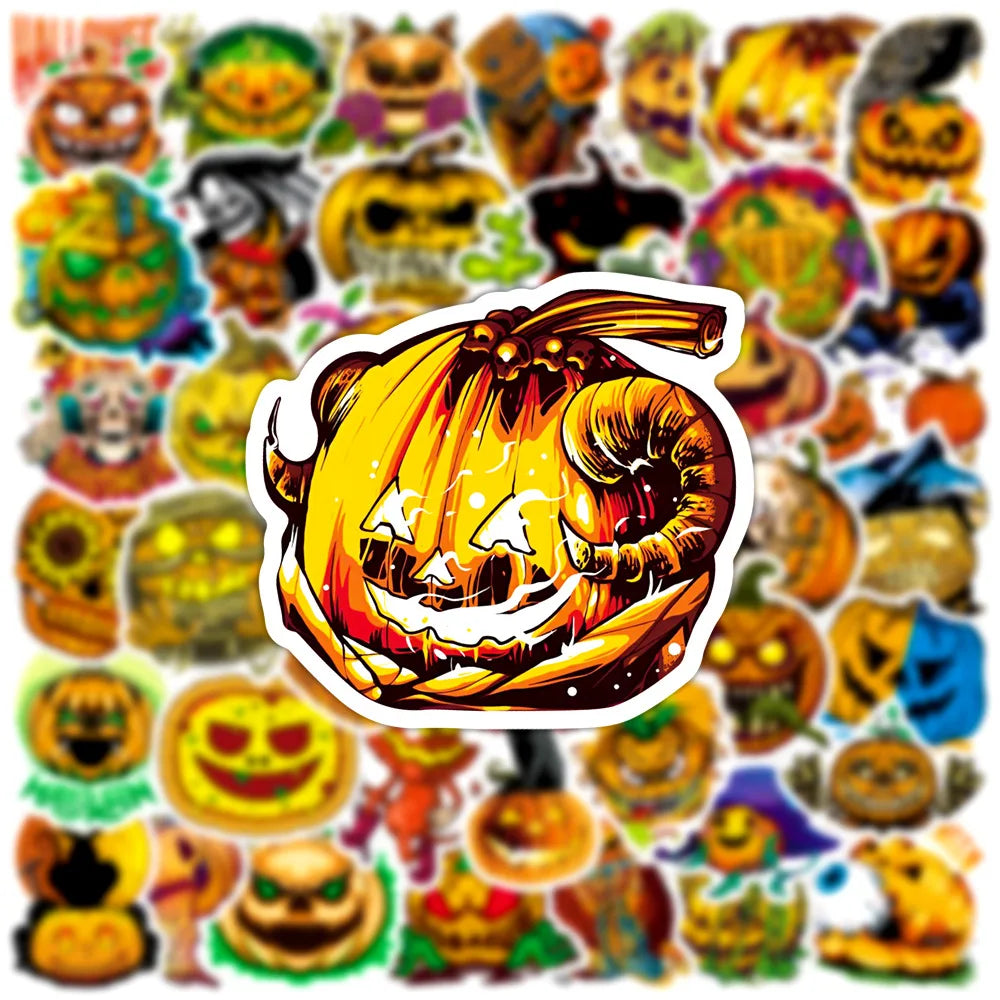 10/30/50PCS Cool Horror Halloween Pumpkin Stickers Toys Skateboard Bike Laptop Phone Cute Cartoon Decals Waterproof Toys Gifts